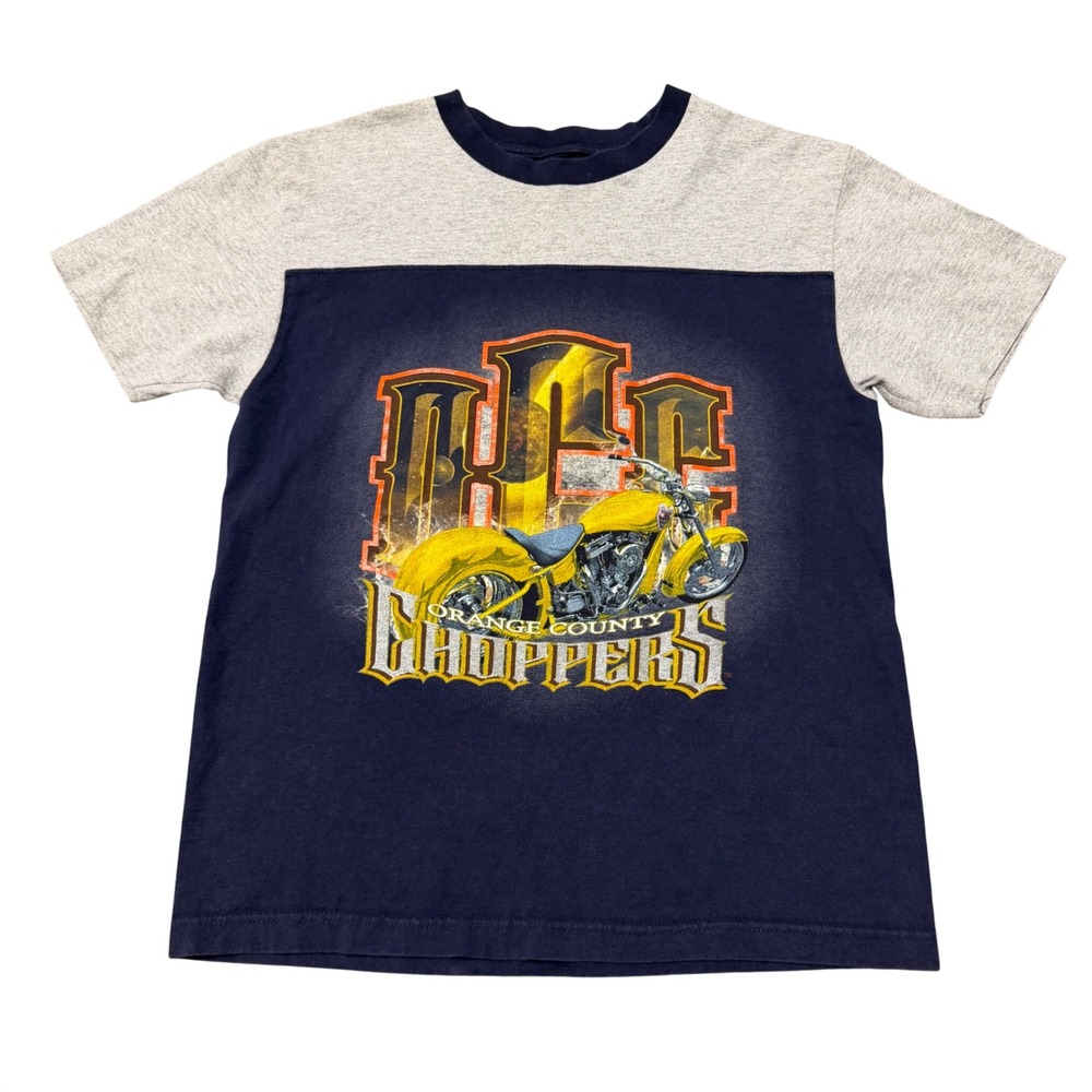 Vintage y2k Orange County Choppers OCC Graphic T-Shirt Navy Gray Biker Tee